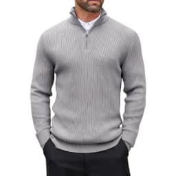 Autumn Men's Quarter Zip Pullover Dress Slim Sweater Mock Neck Sweaters Casual Long Sleeve Pullovers Outerwear Winter Warm Tops