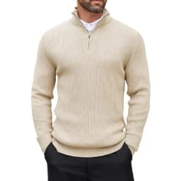 Autumn Men's Quarter Zip Pullover Dress Slim Sweater Mock Neck Sweaters Casual Long Sleeve Pullovers Outerwear Winter Warm Tops