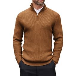 Autumn Men's Quarter Zip Pullover Dress Slim Sweater Mock Neck Sweaters Casual Long Sleeve Pullovers Outerwear Winter Warm Tops