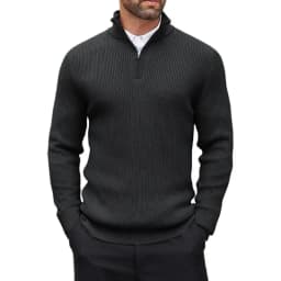 Autumn Men's Quarter Zip Pullover Dress Slim Sweater Mock Neck Sweaters Casual Long Sleeve Pullovers Outerwear Winter Warm Tops