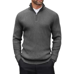 Autumn Men's Quarter Zip Pullover Dress Slim Sweater Mock Neck Sweaters Casual Long Sleeve Pullovers Outerwear Winter Warm Tops