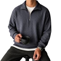 Quarter Zip Men's Sweatshirts Luxury Solid Stripes Pullover Zip Up Hoodies Gym Man V Neck Zip Up Shirts Long Sleeve Mens Coats