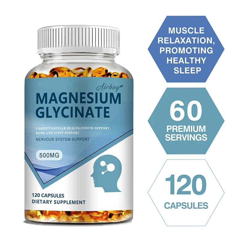 Magnesium Glycinate Capsules 500mg - Supports Bone Immune System, Heart Health, Promotes Natural Sleep, Soothes Nerves
