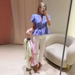 Women's Jacket Waist Cinching Floral Suit Jacket Lady V Neck Short Bubble Sleeve Shoulder Pad Jackets Fashion Daily Woman Coat