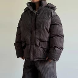 Striped Cotton Women Coat Full Sleeve Hat Lady Jacket 2026 Autumn Winter Quilted Thicken Single Breasted Female Loose Outwear