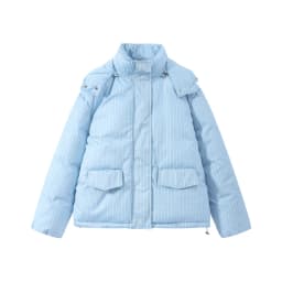 Striped Cotton Women Coat Full Sleeve Hat Lady Jacket 2026 Autumn Winter Quilted Thicken Single Breasted Female Loose Outwear