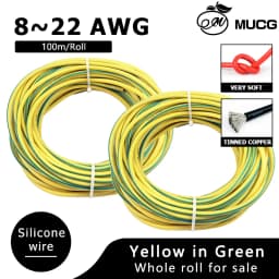Yellow in Green Ground cable Silicone wire Ground wire Silicone cable Ultra soft Electrical wires Electric cable Extension cord