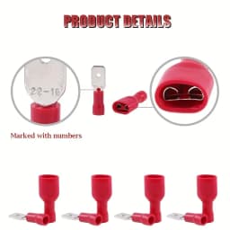10/25/50 Pair FDD 1.25-250 MDD1.25-250 6.3mm Red Female and Male Insulated Voltage Terminal Connectors