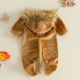 Boys Girls Animal Cosplay Costume aby Lion Costume Footed Jumpsuit Long Sleeve Hooded Romper Halloween Party Costume