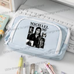Michael Jackson Pencil Case Singer MJ Fashion Pen Box Pencil Bags Student Supplies Large Storage School Office Gift Pen Pouches