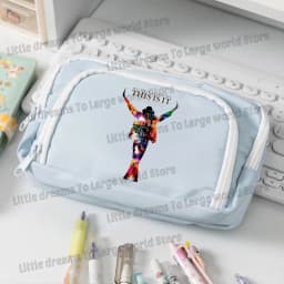 Michael Jackson Pencil Case Singer MJ Fashion Pen Box Pencil Bags Student Supplies Large Storage School Office Gift Pen Pouches