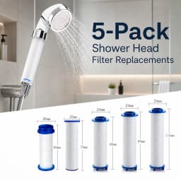 PP Cotton Shower Filter Cartridges, 5 Replacement Inserts for Universal Handheld Bath Sprayers, Routine Bathroom Filter Changes