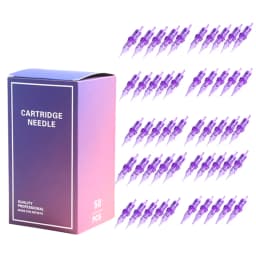 50pcs/box Disposable Tattoo Cartridges Needle RL RS RM M1 Purple Permanent Eyebrow Lip Makeup Needles For Tattoo Machine Pen
