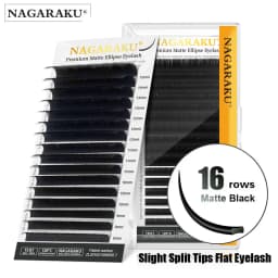 NAGARAKU Premium Matte Ellipse Eyelashes Split Tips Ellipse Shape Natural Light Faux Ellipse Eyelashes Dark Black Lashes