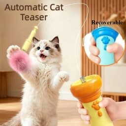 Electric Cat Teaser Catapult Retrievable Launch Teasing Stick Toy Boredom Relief Interactive Cat Paw Printed Wand Smart CatToy