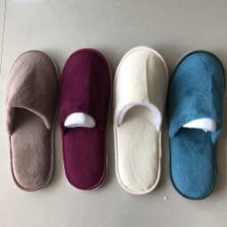 4 Pairs/Lot Mix Colors Coral Fleece Men Women Cheap Disposable Hotel Slippers Cotton Slides Home Travel SPA Slipper Hospitality