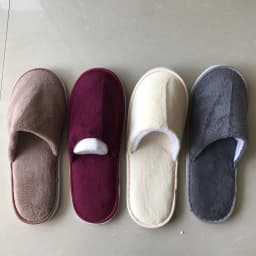 4 Pairs/Lot Mix Colors Coral Fleece Men Women Cheap Disposable Hotel Slippers Cotton Slides Home Travel SPA Slipper Hospitality