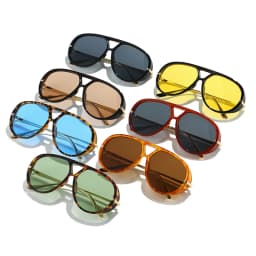 SO&EI Ins Popular Fashion Double Bridges Pilot Women Oversized Sunglasses Retro Candy Color Gradient UV400 Men Punk Sun Glasses