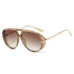 SO&EI Ins Popular Fashion Double Bridges Pilot Women Oversized Sunglasses Retro Candy Color Gradient UV400 Men Punk Sun Glasses