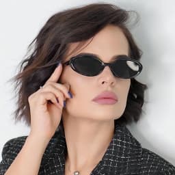 Retro Small Oval Frame Riding Sunglasses Women Fashion Black Cow Color Sun Glasses Fashion Shades Polarized Eyewear UV400