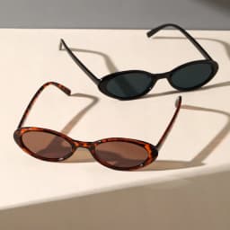Retro Small Oval Frame Riding Sunglasses Women Fashion Black Cow Color Sun Glasses Fashion Shades Polarized Eyewear UV400