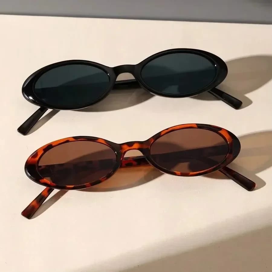 1Pc Sexy and Fashionable Small Oval Sunglasses Retro Fashion Leopard Print Frame Sunglasses Suitable for Travel and Vacation