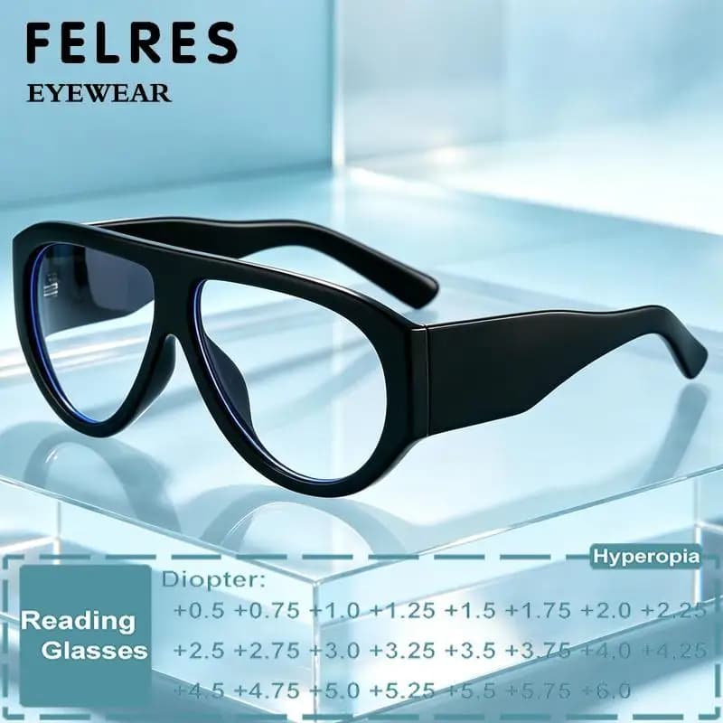 Fashion Oversized Pilot Reading Glasses For Men Women Anti Blue Light Glasses Clear Presbyopia Eyeglasses Optical Magnifier