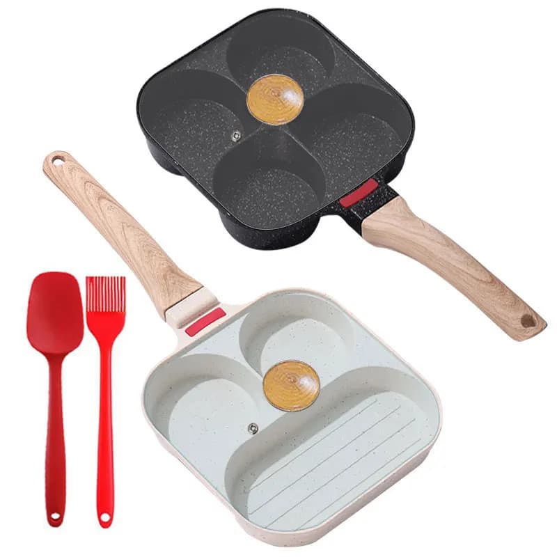 3/4 Cups Egg Frying Pan with Lid Nonstick Omelet Pancake Pan Fried Egg Pans Breakfast Grill Skillet Hamburger Steak Cooker Pan