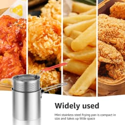 Stainless Steel Deep Fryer Pot Japanese Tempura Small Deep Frying Pan with Strainer Basket for French Fries Chicken Kitchen Tool