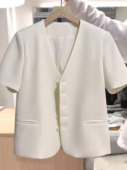 High Quality Short-Sleeved Suit Coat Women Summer New Western-style Jacket Fashiona Outcoat Single-Breasted Overwear Femme Top