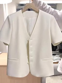High Quality Short-Sleeved Suit Coat Women Summer New Western-style Jacket Fashiona Outcoat Single-Breasted Overwear Femme Top