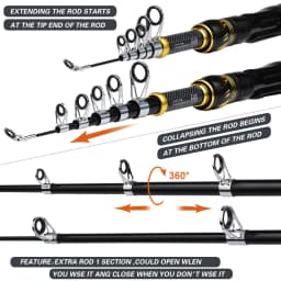 PROBEROS 1.5m-2.4m Fishing Rod and Reel Combo Kit Spinning Fishing Reel and Spinning Rods Fishing Line Lure Bag Hooks Full Set