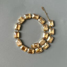 Luxury Cut Colored Crystal Necklace for Women Simple Sparkling Rectangular Glass Set Fashion Necklace