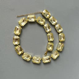 Luxury Cut Colored Crystal Necklace for Women Simple Sparkling Rectangular Glass Set Fashion Necklace