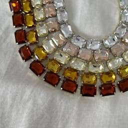 Luxury Cut Colored Crystal Necklace for Women Simple Sparkling Rectangular Glass Set Fashion Necklace