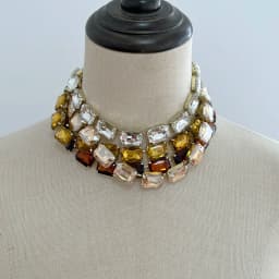 Luxury Cut Colored Crystal Necklace for Women Simple Sparkling Rectangular Glass Set Fashion Necklace