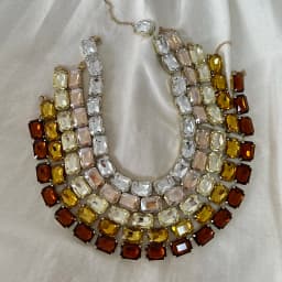 Luxury Cut Colored Crystal Necklace for Women Simple Sparkling Rectangular Glass Set Fashion Necklace