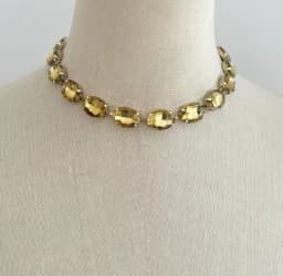 Luxury Cut Colored Crystal Necklace for Women Simple Sparkling Rectangular Glass Set Fashion Necklace