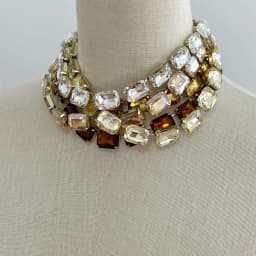 Luxury Cut Colored Crystal Necklace for Women Simple Sparkling Rectangular Glass Set Fashion Necklace