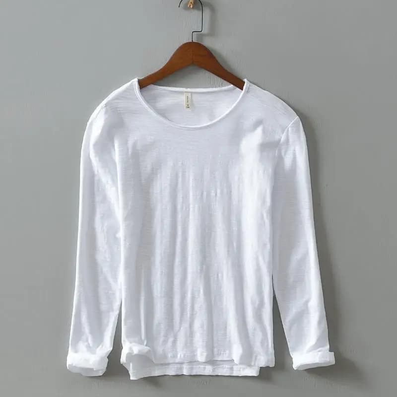 New Autumn Solid Color Long-sleeved T-shirt Men's Casual Bottoming T-shirt Male Cotton Crew Neck T-Shirt