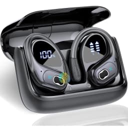 Sports Bluetooth Earphones Waterproof Wireless Headphones 75hrs Music with ENC Noise Cancellation Mic Soft Earhook TWS Earbuds