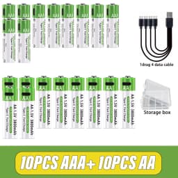 AA/AAA Rechargeable Battery 3000mAh/3800mAh Lithium Battery 1.5V Constant Voltage Fast Charging Type-C For Remote Mouse Toy Ect