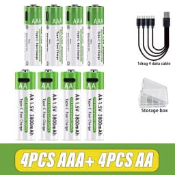 AA/AAA Rechargeable Battery 3000mAh/3800mAh Lithium Battery 1.5V Constant Voltage Fast Charging Type-C For Remote Mouse Toy Ect