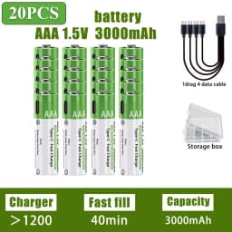 AA/AAA Rechargeable Battery 3000mAh/3800mAh Lithium Battery 1.5V Constant Voltage Fast Charging Type-C For Remote Mouse Toy Ect
