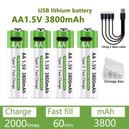 AA/AAA Rechargeable Battery 3000mAh/3800mAh Lithium Battery 1.5V Constant Voltage Fast Charging Type-C For Remote Mouse Toy Ect