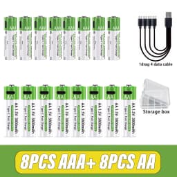 AA/AAA Rechargeable Battery 3000mAh/3800mAh Lithium Battery 1.5V Constant Voltage Fast Charging Type-C For Remote Mouse Toy Ect