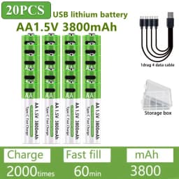 AA/AAA Rechargeable Battery 3000mAh/3800mAh Lithium Battery 1.5V Constant Voltage Fast Charging Type-C For Remote Mouse Toy Ect