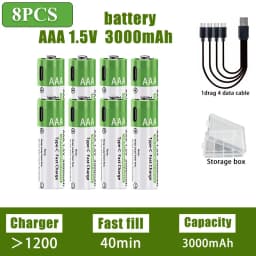 AA/AAA Rechargeable Battery 3000mAh/3800mAh Lithium Battery 1.5V Constant Voltage Fast Charging Type-C For Remote Mouse Toy Ect