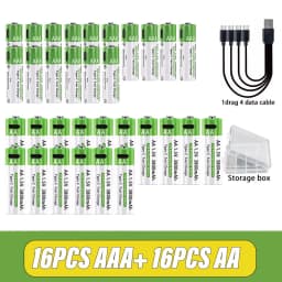AA/AAA Rechargeable Battery 3000mAh/3800mAh Lithium Battery 1.5V Constant Voltage Fast Charging Type-C For Remote Mouse Toy Ect