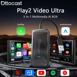 OTTOCAST Play2Video Ultra Carplay Ai Box Wireless Android Auto Adapter Built in Youtube Netflix For VW Benz Ford 99% of Cars